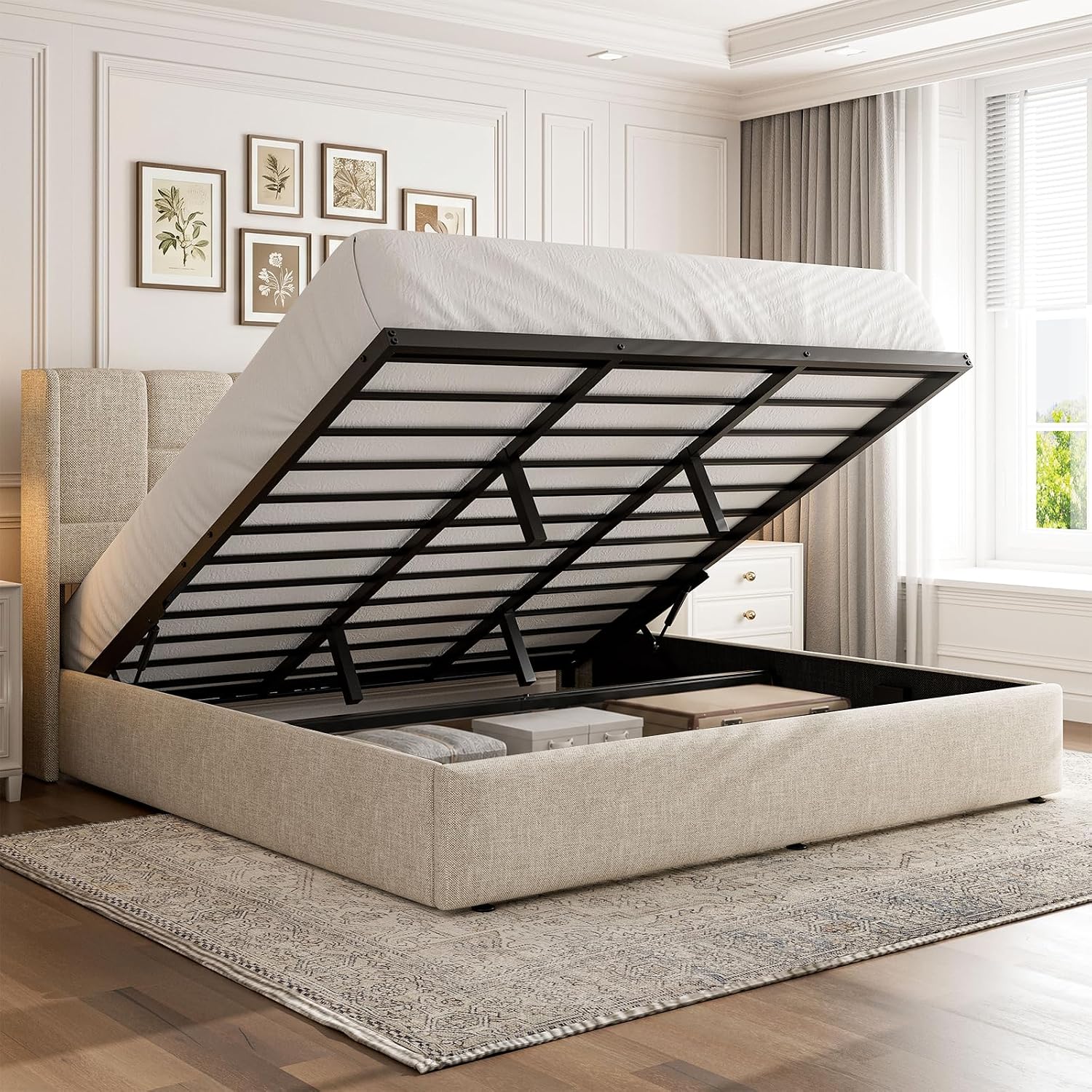 Gas Lift Storage Bed Hydraulic - Estrutura de Cama King com Armazenamento