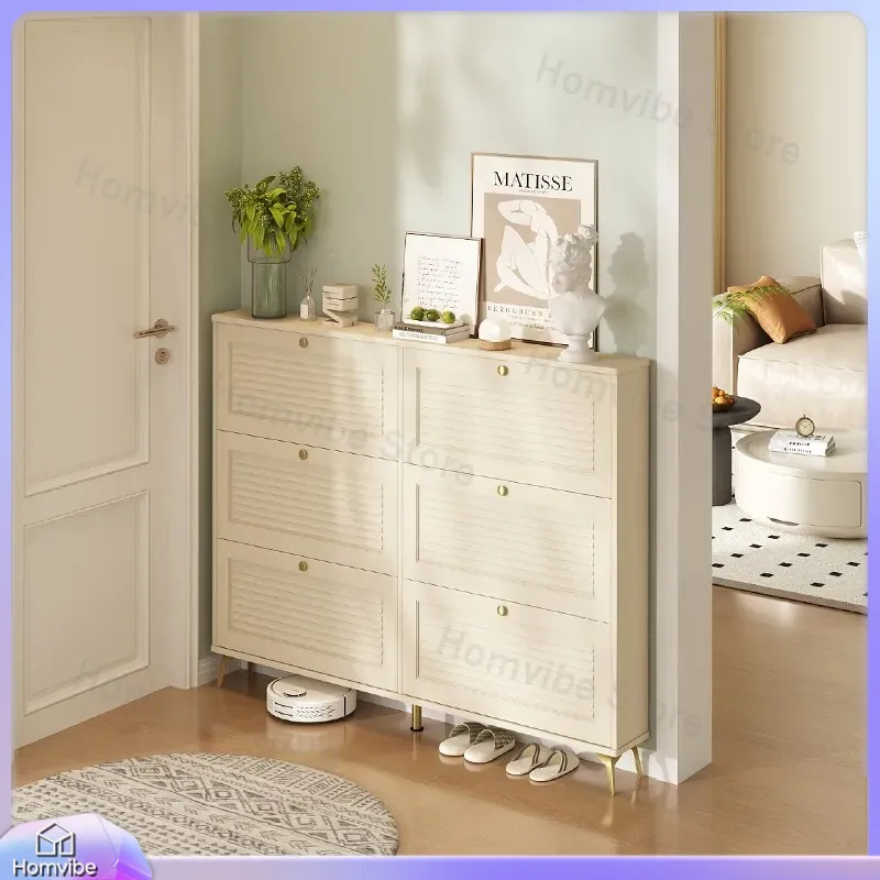 Shoe Rack Cabinet Narrow Entryway - Armário de sapatos ultrafino, em madeira