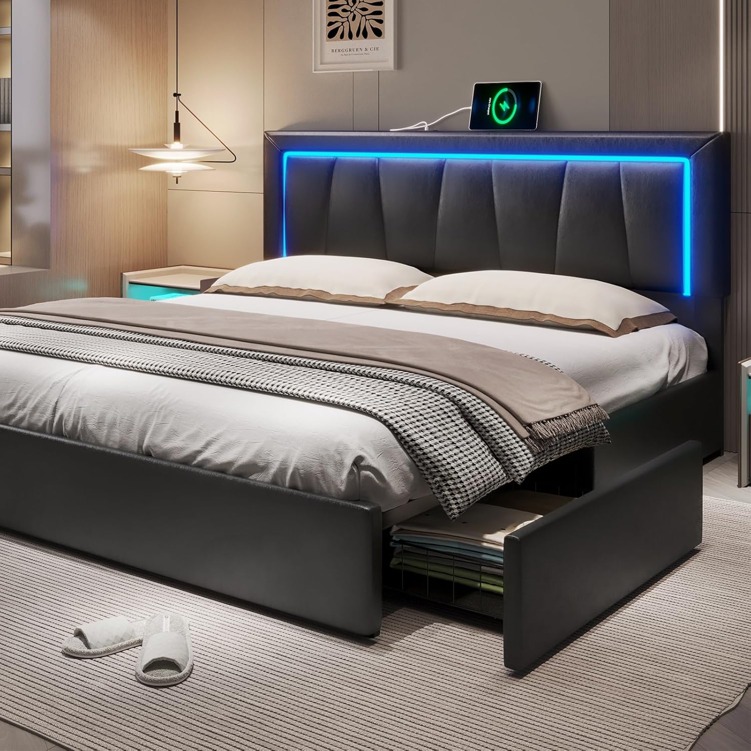 King Size Bed Frame With Storage Drawers - Base de Cama King Size Califórnia