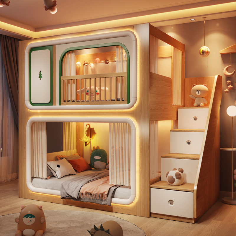 Bunk Bed With Stairs And Slide - Loft de dois andares crianças camas