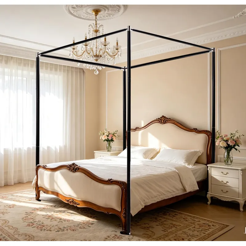 Estrutura de cama com dossel e - Canopy Bed Frame Metal Queen avaliação e preço