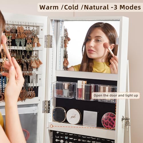 Fluted 360 °   Armário de Joia - Full Length Mirror Jewelry Armoire avaliação e preço