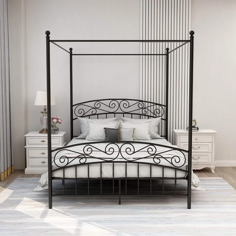 Estrutura de cama com dossel Q - Canopy Bed Frame Metal Queen avaliação e preço