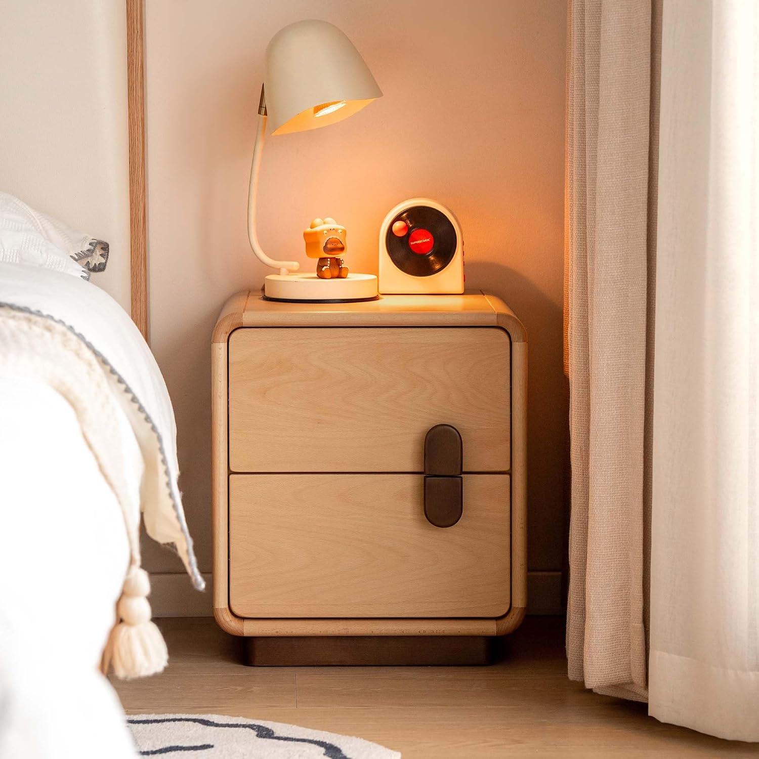 Mesa de cabeceira de madeira m - Solid Wood Nightstand 2 Drawers avaliação e preço