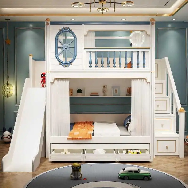 -Para beliche de móveis de qua - Bunk Bed With Stairs And Slide avaliação e preço