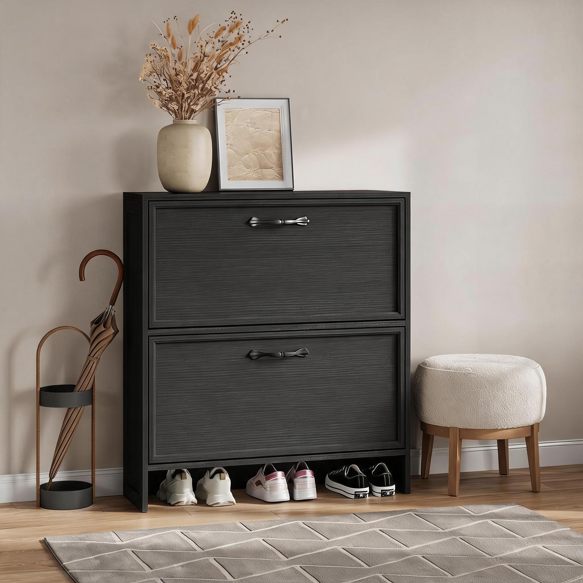Armário de Sapatos com 2 Gavet - Shoe Rack Cabinet Narrow Entryway avaliação e preço