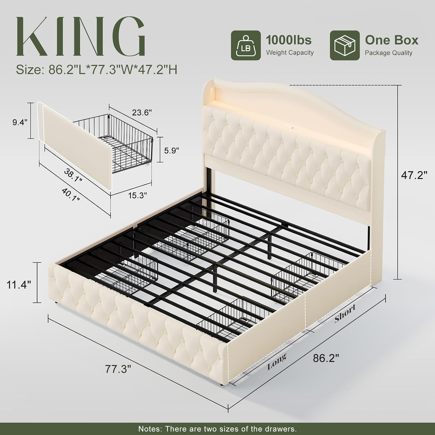 Estrutura de Cama King Size co - King Size Bed Frame With Storage Drawers avaliação e preço