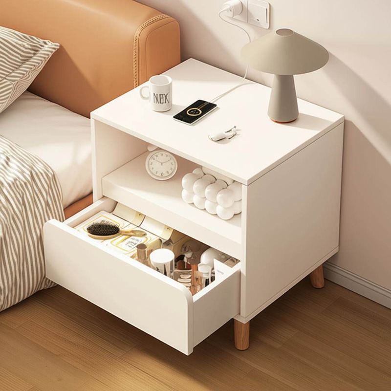 Mesa de cabeceira branca para  - Solid Wood Nightstand 2 Drawers avaliação e preço