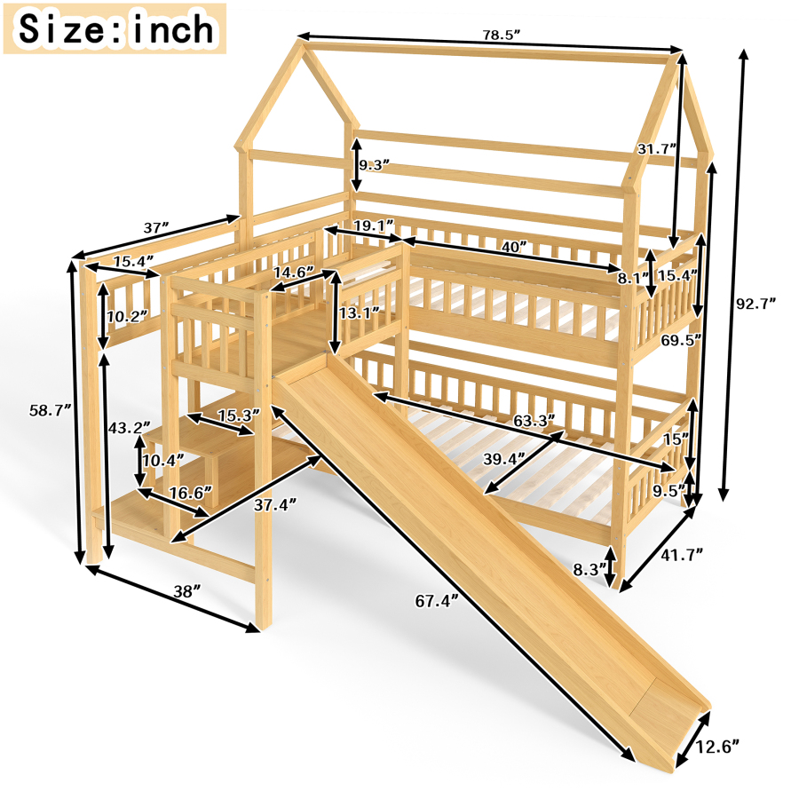 Beliche Duplo em Formato de Ca - Bunk Bed With Stairs And Slide avaliação e preço