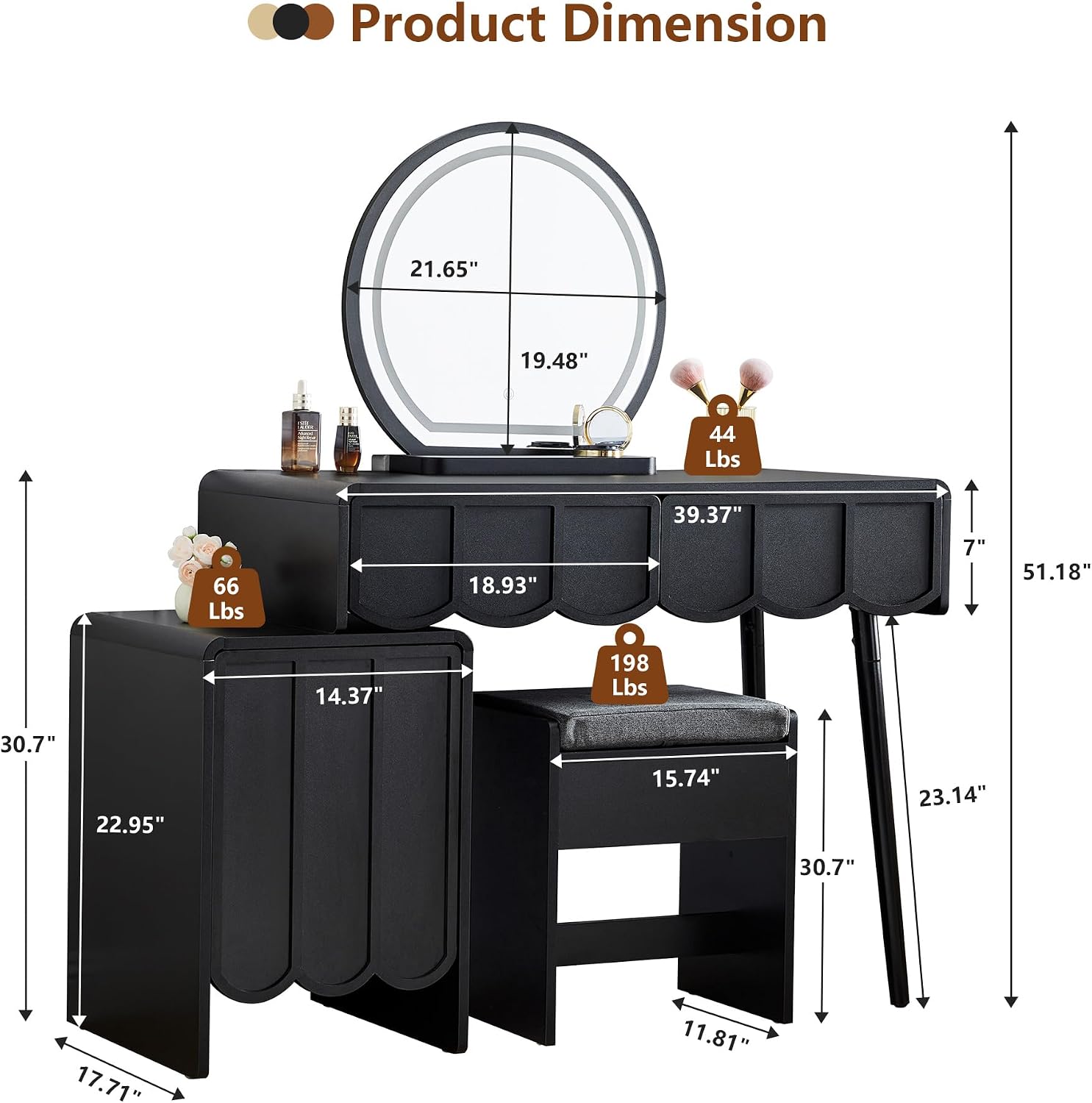 Penteadeira com Espelho e Luze - Dressing Table Vanity With Lighted Mirror avaliação e preço