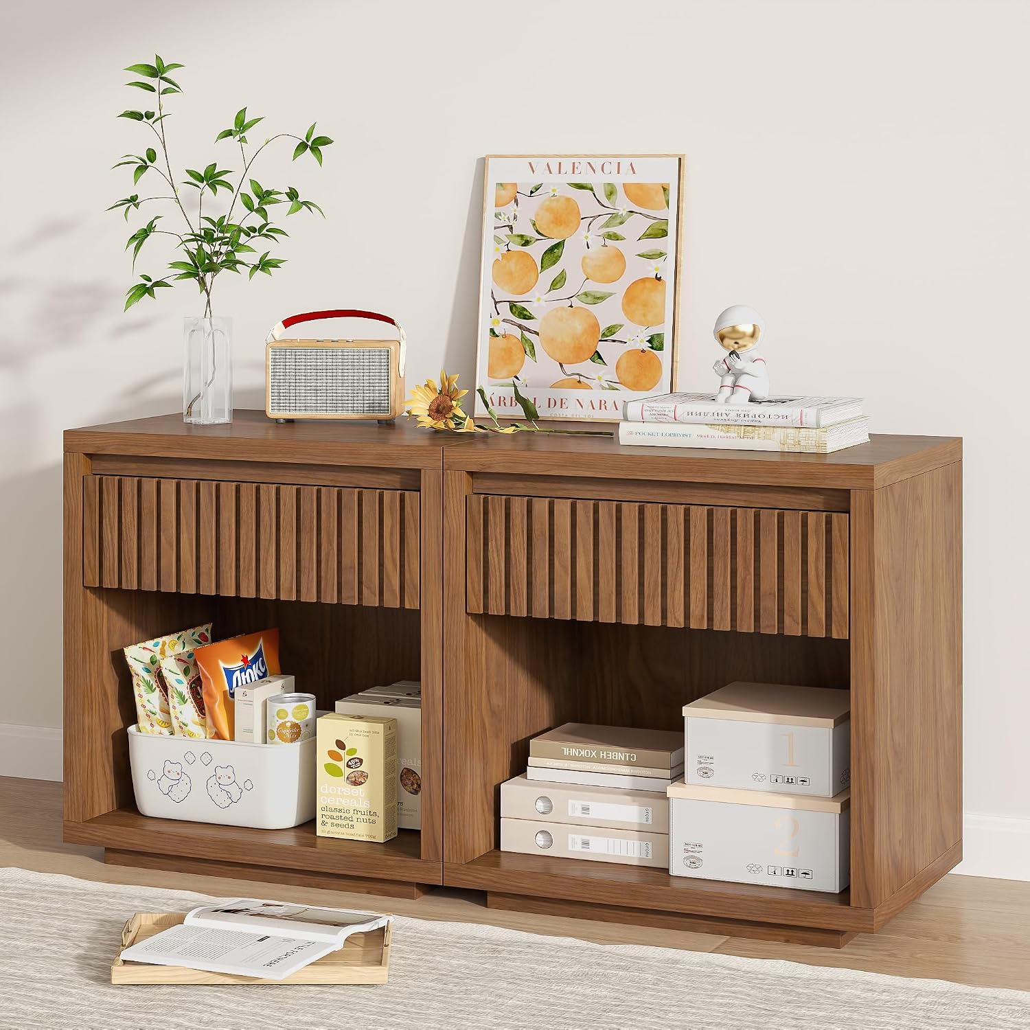 Conjunto de 2 mesas de cabecei - Solid Wood Nightstand 2 Drawers avaliação e preço