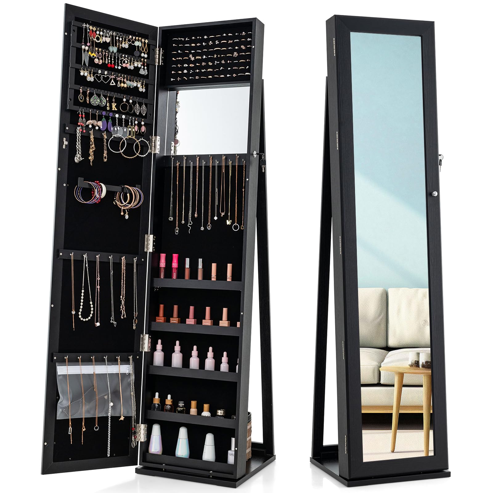 Armário de Joias com Espelho d - Full Length Mirror Jewelry Armoire avaliação e preço