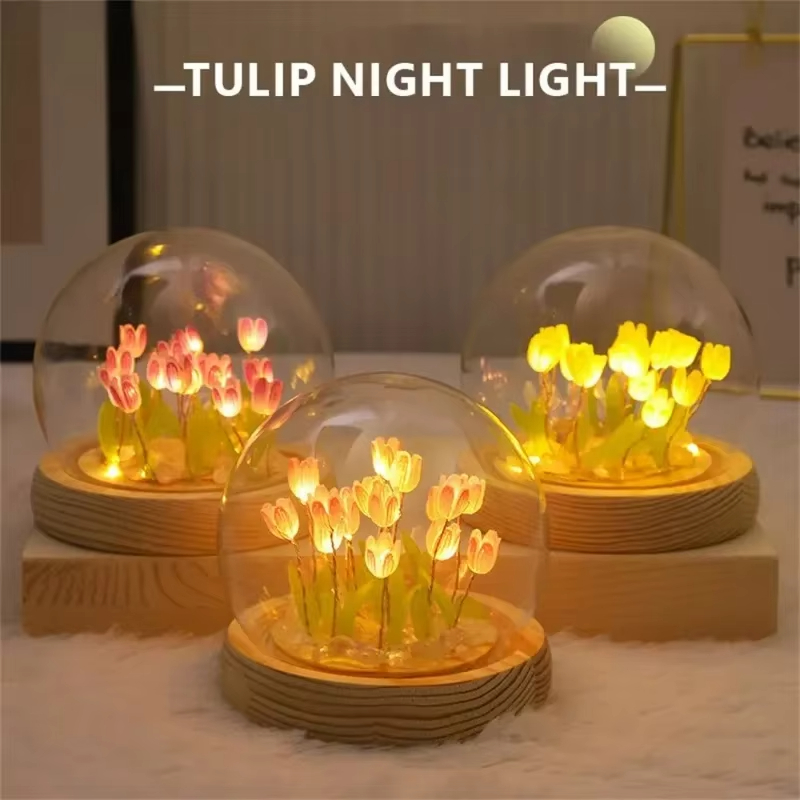 Led diy artesanal mini tulipa  - Floating Nightstand With Led Light avaliação e preço