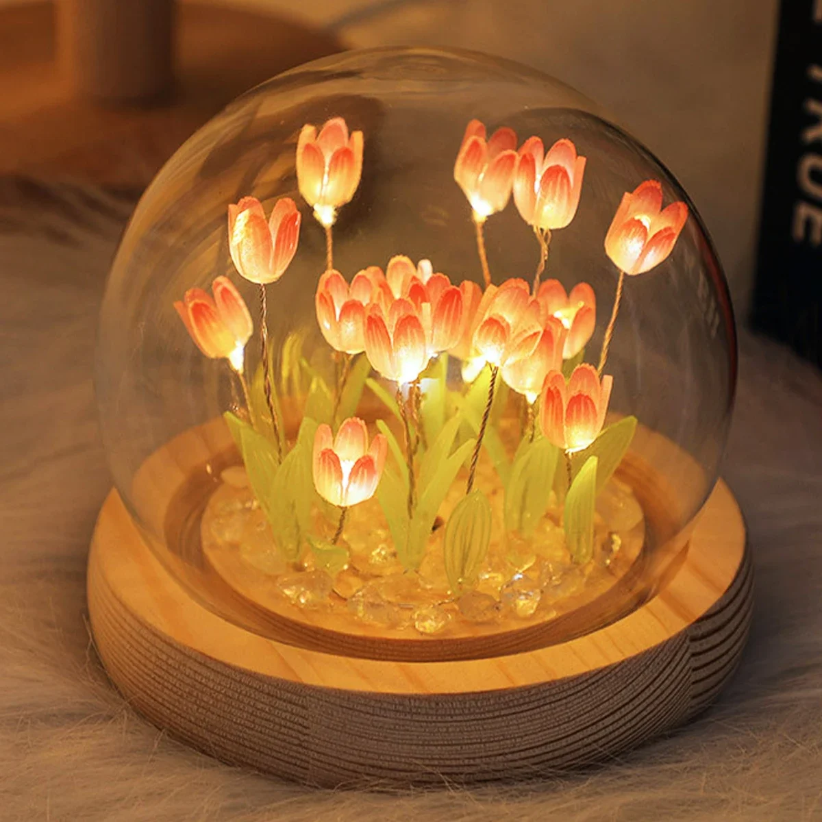 Led diy artesanal mini tulipa  - Floating Nightstand With Led Light avaliação e preço