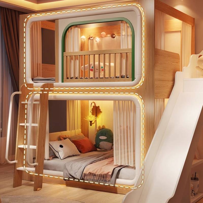 Loft de dois andares crianças  - Bunk Bed With Stairs And Slide avaliação e preço