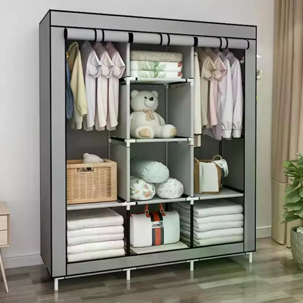 Guarda-roupa portátil de 64 po - Wardrobe Closet Portable Fabric Cover avaliação e preço