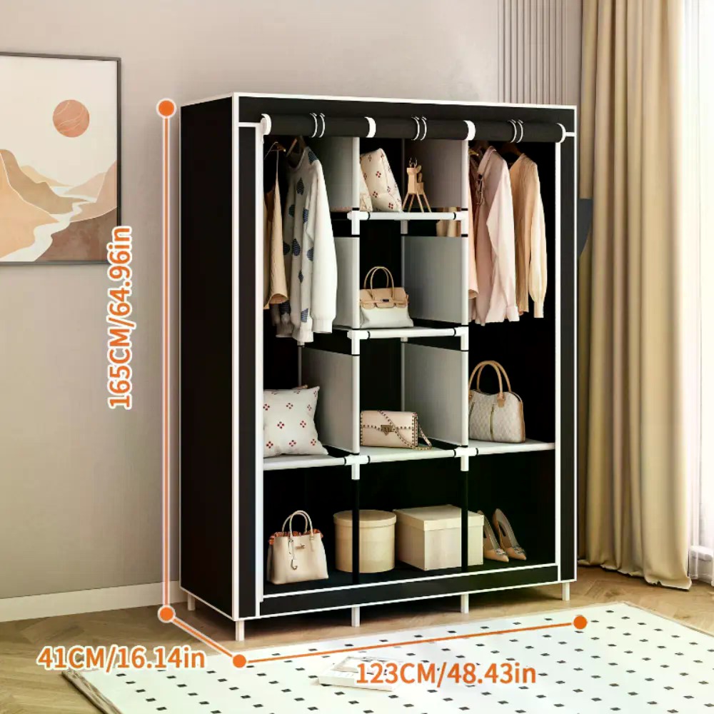 Guarda-roupa portátil de 64 po - Wardrobe Closet Portable Fabric Cover avaliação e preço